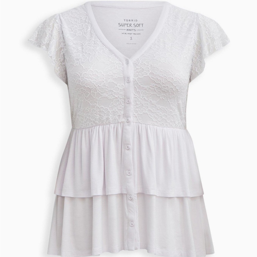 NWT white short sleeve super soft lace size 3X/22–24